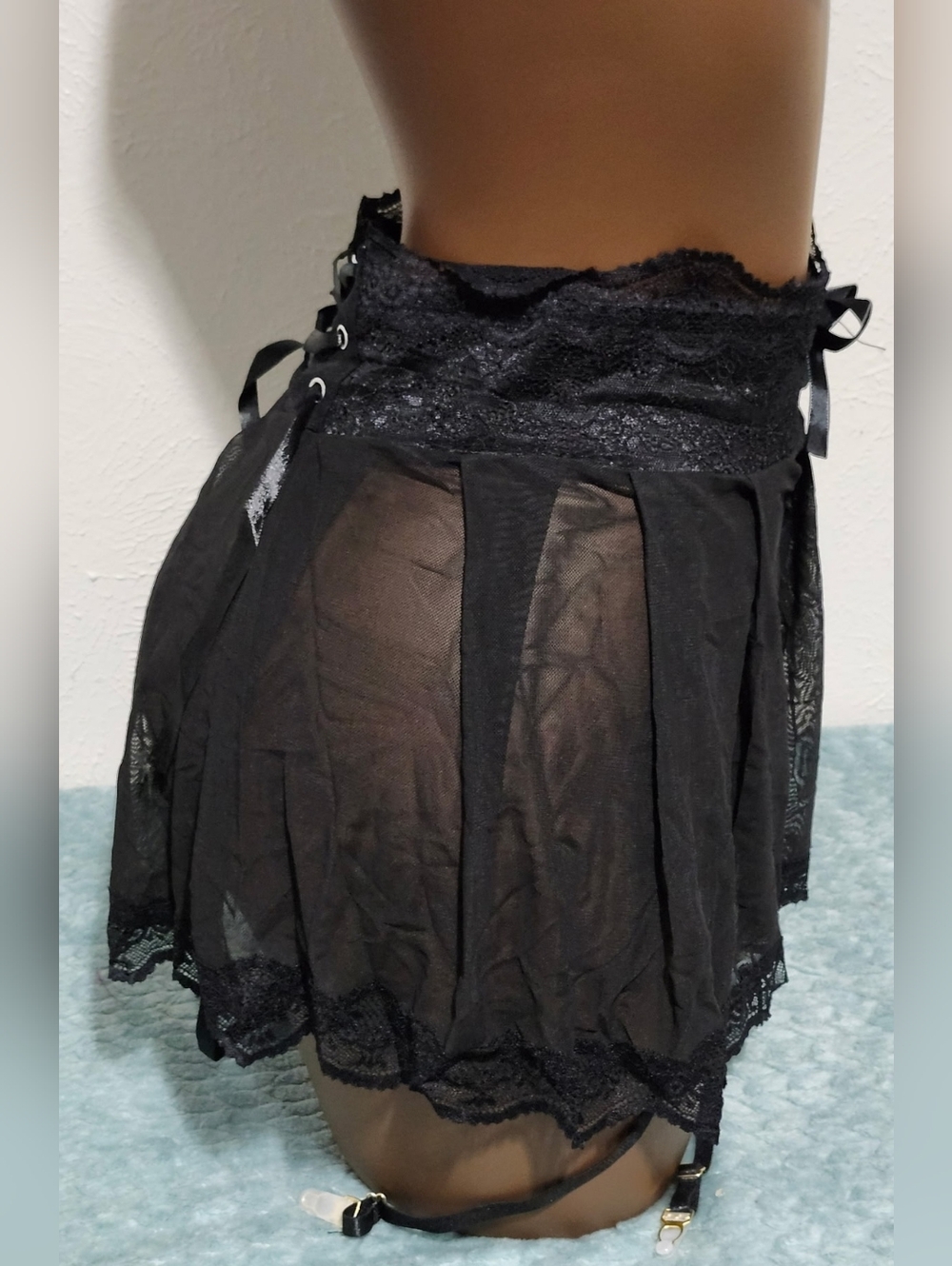 Black Lace Garter Skirt w/Adjustable Straps